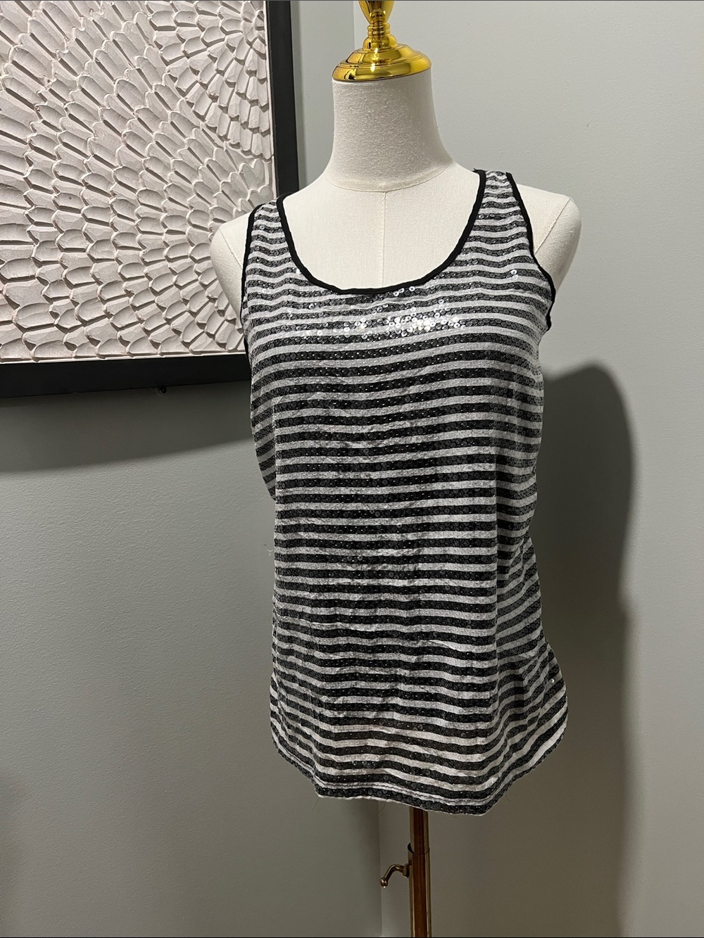 New York and Company black and white sequin top